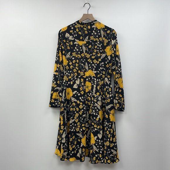 Nanette Lepore Floral Pintucked Midi Shirt Dress Boho Black 8 - Picture 5 of 8